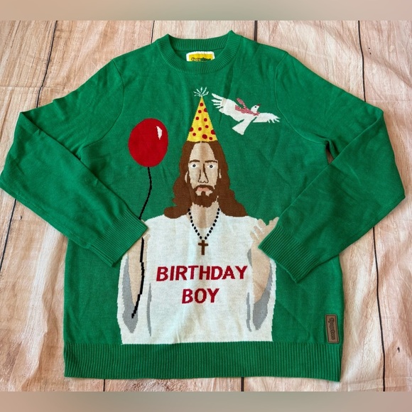 Tipsy Elves happy birthday Jesus Ugly Christmas sweater size Large - Picture 1 of 7